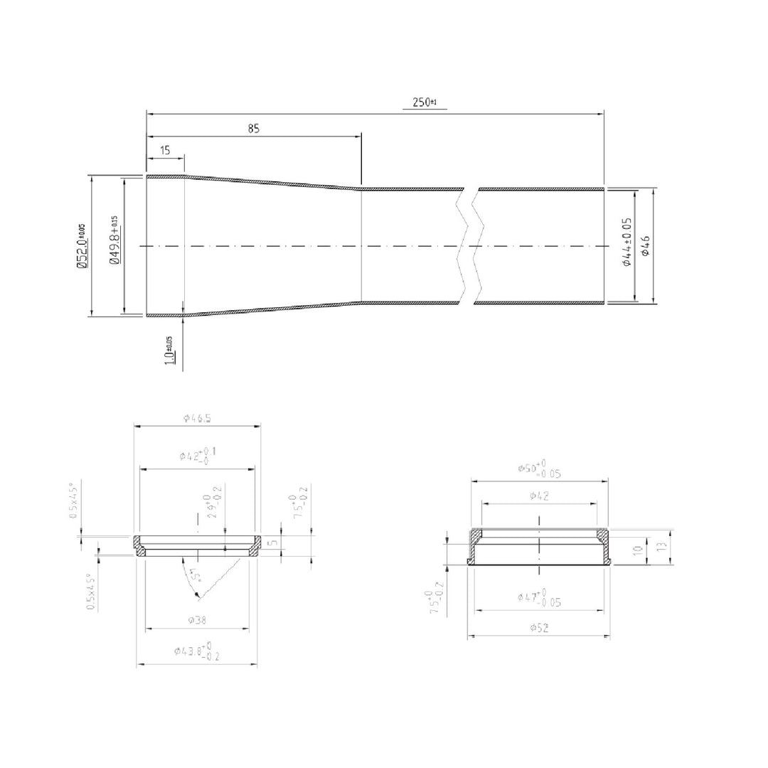 Spirit HSS Tapered Head Tube, 52/46 x 250 –